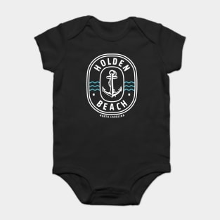 Holden Beach, NC Anchor on Ocean Waves Baby Bodysuit